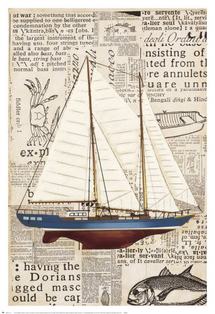 Collage con barco y papel